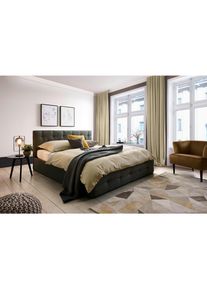 CARRYHOME Polsterbett , Dunkelgrau , Holz, Textil , 180x200 cm , FSC , Schlafzimmer, Betten, Polsterbetten