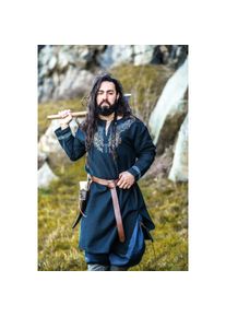 Leonardo Carbone Tunkia vichingo nero "Snorri" con ricamo a mano in stile Urnes L
