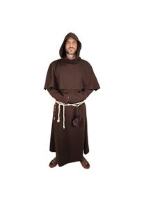 Abito da monaco "Alanus" marrone - set composto da abito, cappuccio e cintura di corda L/XL