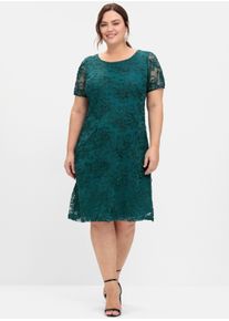 sheego Damen Cocktailkleid mit Zierborten in petrol ,Gr&ouml;&szlig;e 40, Witt, 100% Polyester