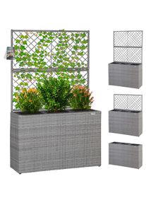 Casaria Macetero con enrejado gris poliratán 83x30,5x146cm