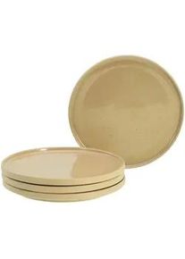 Creatable Desserttellerset , Beige , Keramik , 4-teilig , rund , 21.55x13x21.5 cm , stapelbar , Geschirr, Teller, Teller-Sets
