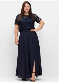 sheego Dames Rok in A-lijn met zijsplit in marine ,maat 40, Witt, 100% Polyester