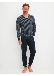 Calida Pigiama con polsini per Uomo, XXL XXL, Blu, Cotton Special