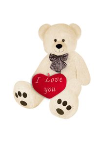 Monzana Pl&uuml;schtier Teddyb&auml;r Beige 100cm inkl Herzkissen