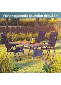 Casaria Gartenstuhl 4er-Set Anthrazit Alu klappbar
