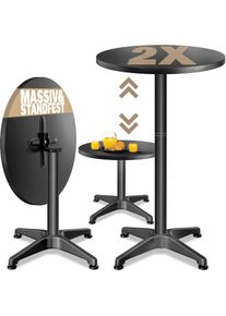 Casaria Statafel Set van 2 Zwart alu Ø60cm inklapbaar, in hoogte verstelbaar