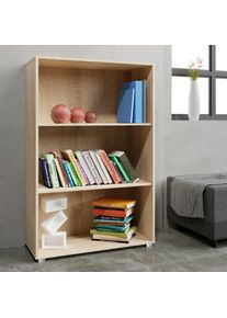 Casaria Librería Vela MDF color roble 115x60x28cm 3 estantes
