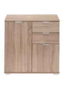 Casaria Cómoda Alba color roble 71x74x35cm 2 puertas 2 cajones