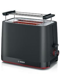 Bosch TAT3M123 Toaster, 950 W, 2-Scheiben, Automatische Endabschaltung, Nachtoastfunktion, Stoptaste, schwarz