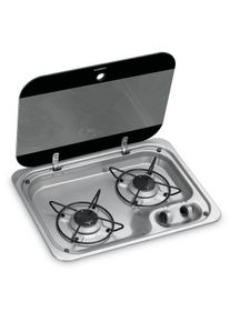 Dometic HBG 2335 Kochmulde Gaskochfeld Campingkocher 2-flammig 30mbar Glasabdeckung Edelstahl