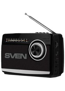 Sven Funkgerät Lautsprecher SRP-535, schwarz (3W, FM/AM/SW, USB, microSD, Taschenlampe, Batterie) (Tragbarer Blu-ray Player), Bluray Player + DVD 