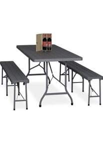 Relaxdays, Gartentisch + Balkontisch, 3-tlg. Bierzeltgarnitur (180 cm)