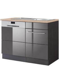 Kochstation Spülenschrank »KS-Wien« Breite 110 cm in grau, Größe B/H/T: 110 cm x 85 cm x 60 cm