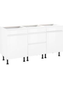 Kochstation Unterschrank »KS-Avio« Hochglanz-Fronten und höhenverstellbare Füße in weiß, Größe B/H/T: 150 cm x 87 cm x 58,4 cm