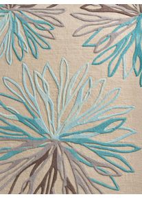 HEINE HOME unisex Hoogpolig tapijt in beige/turquoise ,maat Ø 80 cm - rond, Witt, 100% Wol