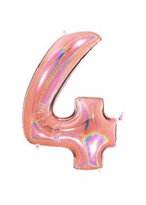 Ballon numéro 4 holographique en or rouge