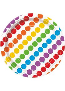 UNIQUE 8 assiettes en papier Rainbow Party colorées 18cm