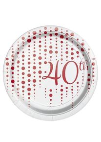 8 assiettes en papier de mariage rubis 17cm