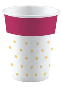 Amscan 8 bicchieri cuori dorati 250ml (5er Multipack)