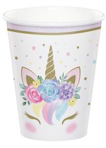 8 gobelets en papier princesse licorne 256 ml