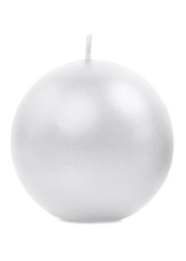 partydeco 6 bougies boules Torino blanc perle 8cm