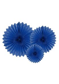 partydeco 3 rosaces en papier Partystar bleu foncé