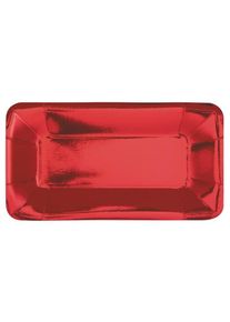 UNIQUE 8 assiettes en papier Vera rouge brillant 23 x 13cm