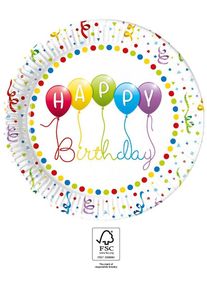 Procos 8 Happy Birthday party follia piatto di carta 23 cm (2er Multipack)