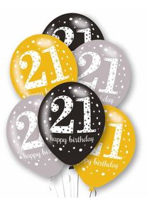 6 ballons glamour 21e anniversaire