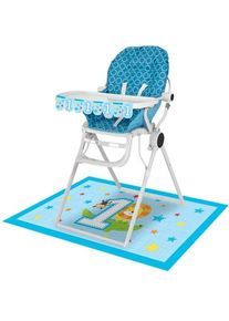 Ensemble de décoration siège haut Animal 1er anniversaire bleu 2 pièces