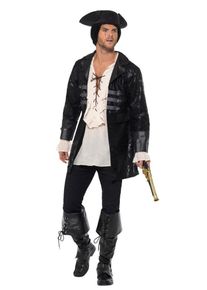 Smiffys Black buccaneer pirate jacket for men