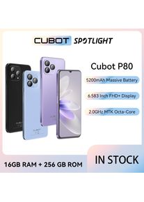 Cubot Global Version Android Smartphone P80, Android 13 Phone, 8GB RAM, 256GB/512GB ROM, NFC, 6.583" Large Screen, 48MP Camera