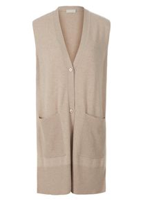 Peter Hahn - Long-Strickweste aus Schurwolle und Kaschmir, beige, Gr. 40, Schurwolle