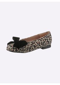 Heine Dames ballerina in beige/zwart ,maat 35, Witt, 100% Textiel