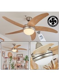 hofstein Ventilateur de plafond Morino Écru, Nickel mat, 2 lumières, Télécommandes