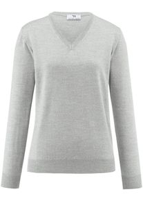 Peter Hahn - V-Pullover aus 100% Schurwolle Pure Tasmanian Wool, grau, Gr. 36, Schurwolle