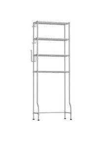 Hansiro Toilettenregal Prague 4-Stöckig , Grau , Metall , 63x176x30 cm , Badezimmer, Badezimmerregale, Badregale