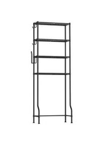 Hansiro Toilettenregal Warsaw 4-Stöckig , Schwarz , Metall , 63x176x30 cm , Badezimmer, Badezimmerregale, Badregale