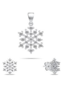 Brilio, Schmuck Set, Silver - Silver jewelry set with zircons Snowflakes SET277W (earrings. pendant), Silber
