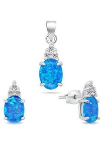 Brilio, Schmuck Set, Silver - Beautiful jewelry set with opals SET245WB (earrings. pendant)