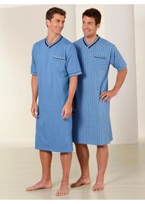 Herren Kurzarm-Nachthemden in blau ,Größe 44/46, Witt, 100% Baumwolle