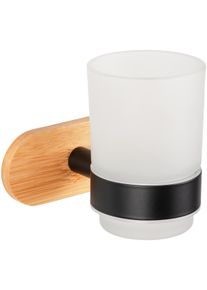 Wenko Oreo Turbo-Loc Zahnputzbecher, bambus, schwarz matt