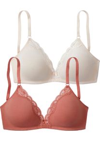 Petite Fleur Dames Bralettebeha in poudre+terra ,maat 70B, Witt, 90% Katoen, 5% Elastan, 5% Polyamide