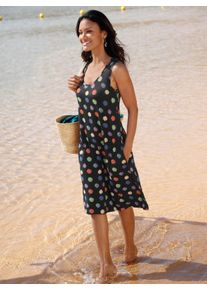 feel good Dames Zomerjurk in A-lijn, gestippeld in zwart/bont bedrukt ,maat 36/38, Witt, 95% Viscose, 5% Elastan