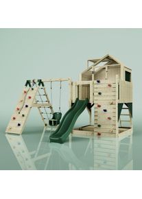 PolarPlay Kids Climbing Tower & Playhouse - Climb & Swing Thora Green