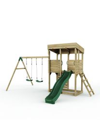 REBO XL Lookout Tower Playhouse with Double Swing and Slide