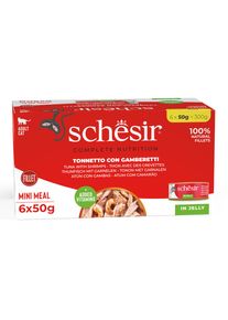 6x50g Thon avec crevettes Schesir Complete Nutrition en gel&eacute;e Nourriture humide pour chat