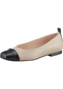 Heine Dames ballerina zand/zwart Maat 36