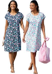 feel good Damen Sommerkleid marine-bedruckt + wei&szlig;-bedruckt Gr&ouml;&szlig;e 48/50